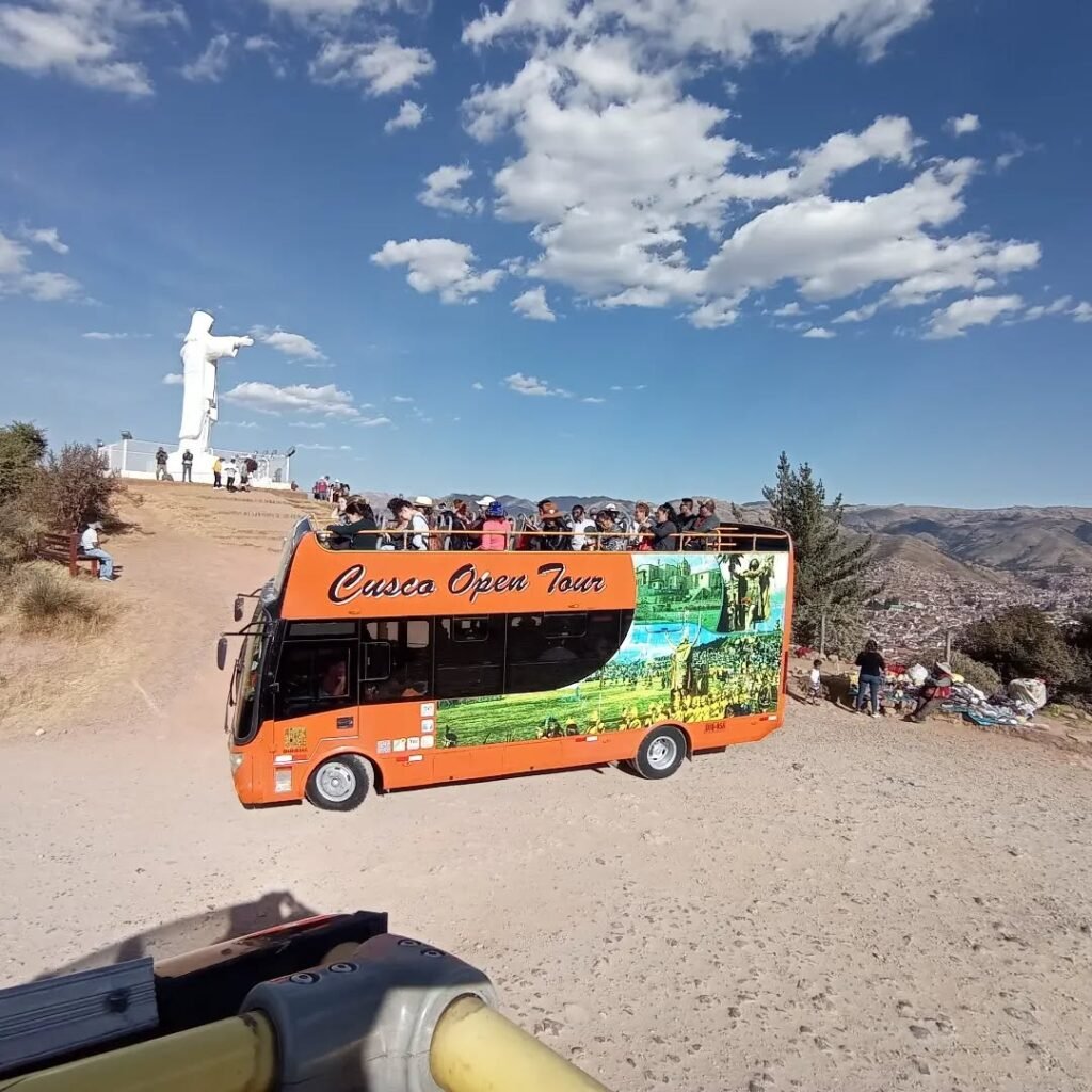 Open-top bus tour in Cusco Peru